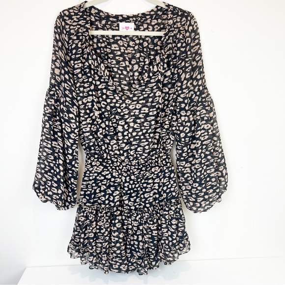 Buddy Love ZoZo Leopard Print Popover Dress Size Small - Picture 2 of 8